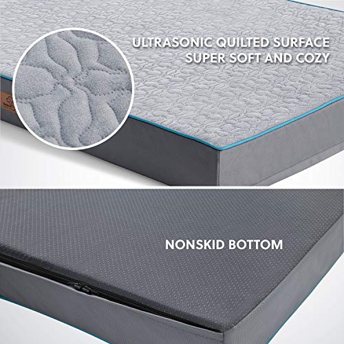 Bedsure Camas para Perros Pequeños Lavable - Cama Perro Ortopédica Antimodeduras con Funda Desenfundable y Evestimiento Impermeable, Espuma Viscoelástica, Gris, S