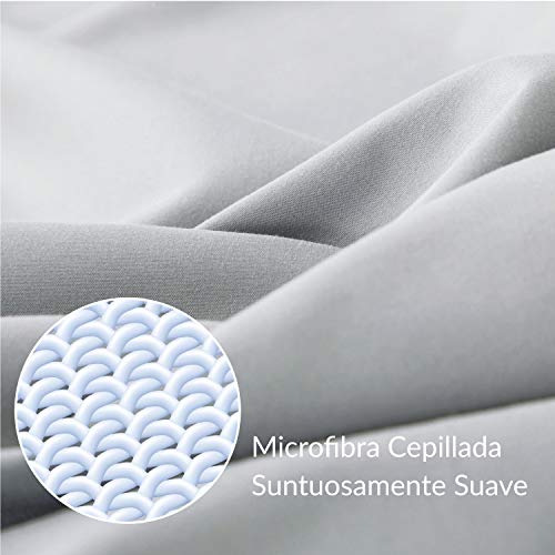 Bedsure Juego de Sábanas 150x200/190 cm - 4 Piezas - Sábana Bajera Ajustable Cama 150 con Encimera 240x275cm 2 Fundas de Almohada 50x80cm - Gris Claro