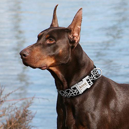 Beirui - Collar ajustable para perro con placa de identificación personalizable y hebilla de liberación rápida; para perros pequeños, medianos y grandes. Tallas S, M y L