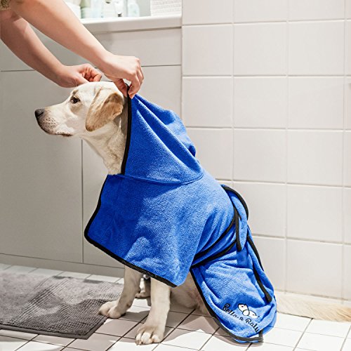 Bella & Balu Albornoz para perro L de Microfibra Absorbente – Toalla para perros para secado tras el baño, nadar o paseo bajo la lluvia