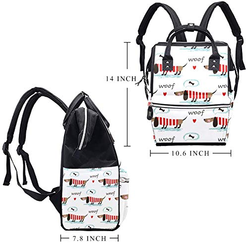 Bennigiry Dachshund Dogs Bones - Mochila para pañales con diseño de corazón con texto en inglés "Bones salchicha"