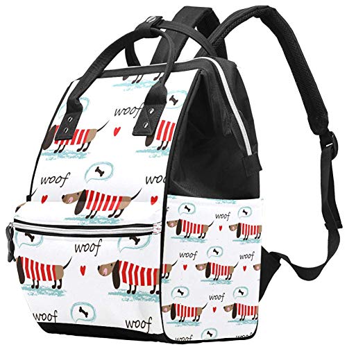 Bennigiry Dachshund Dogs Bones - Mochila para pañales con diseño de corazón con texto en inglés "Bones salchicha"