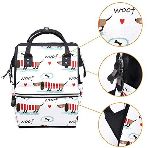 Bennigiry Dachshund Dogs Bones - Mochila para pañales con diseño de corazón con texto en inglés "Bones salchicha"