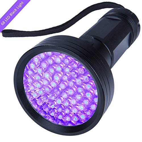 BESTSUN Linterna UV Ultravioleta 68 LED 395nm, Flashlight Blacklight Lámpara Luz Negra Portátil Detectar Orina de Mascotas Perros Gato, Escorpión en Armarios,Alfombras o Mantas