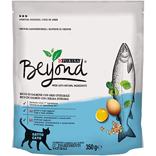 Beyond PURINA Croquetas Gato Rico en salmón con Cebo Integral, 8 Sacos de 350 g Cada uno