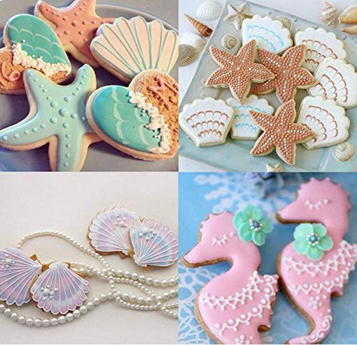 Biluer Juego de Cortadores de Galletas Acero Inoxidable Moldes De Galletas para Bricolaje Fondant Masa Azúcar Pastelería Decoración De Pasteles,12 Patrones Marinos Diferentes