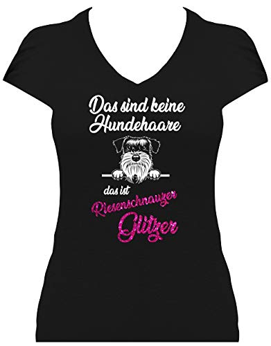 BlingelingShirts - Camiseta para mujer, diseño de perro con purpurina Pelo de perro con purpurina blanca. M