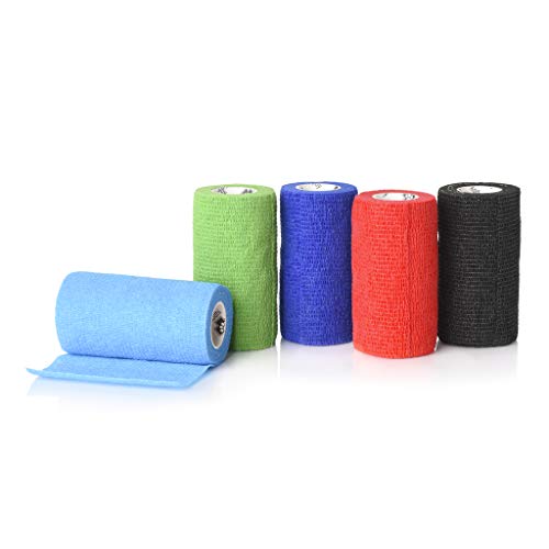 Bodhi & Digby Cinta Adhesiva De Vendaje Cohesivo Esparadrapo Deportivo, 5 Rollos De 10 Cm x 4,5 M En 5 Colores