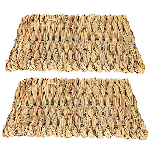 Bolonbi - Juego de 2 Camas de Juguete para Masticar Animales, Alfombrillas de Tejido Natural para césped, Conejo, Conejo, Conejo, hámster, Rata