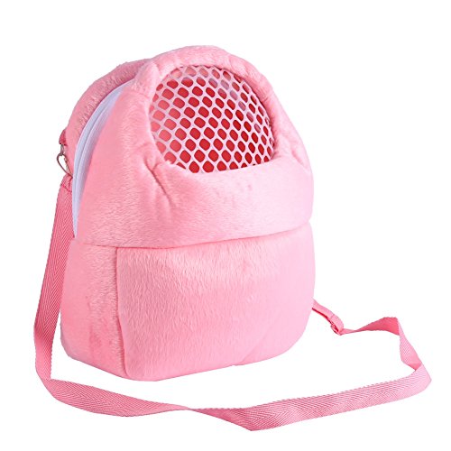 Bolsas de transporte para mascotas Hamster Rata Erizo Saco de dormir Transpirable portátil de salida de viajes Bolsos Mochila con correa de hombro ( Color : Pink )