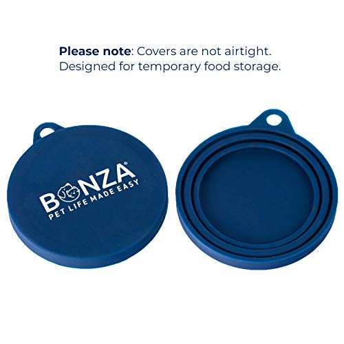 Bonza Pet Cubiertas para latas de alimentos, juego de 2 cubiertas universales de silicona para latas de comida para mascotas, apto para alimentos, sin BPA, apto para lavavajillas.