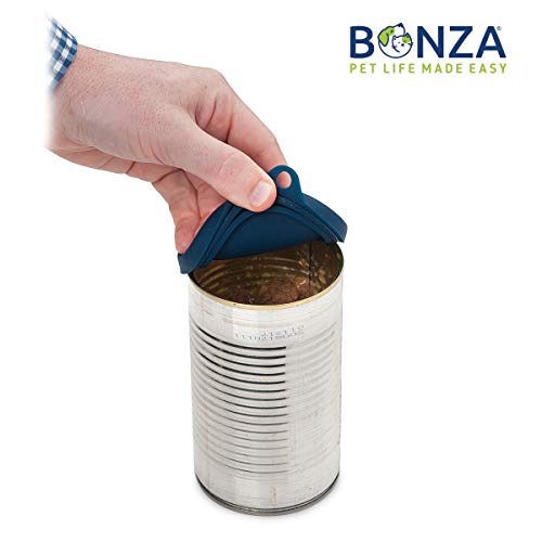 Bonza Pet Cubiertas para latas de alimentos, juego de 2 cubiertas universales de silicona para latas de comida para mascotas, apto para alimentos, sin BPA, apto para lavavajillas.