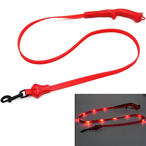 BPS Correas Luminosos para Perros Mascotas Canes con Parte de Guardar Bolsa Caca para Perro Mediano y Grande 2 Dimensión para Elegir (1.6 * 150 cm, Rojo) BPS-5559RJ