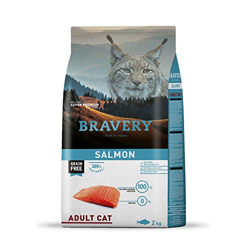 Bravery salmón para Gatos Adultos 2kg Grain Free