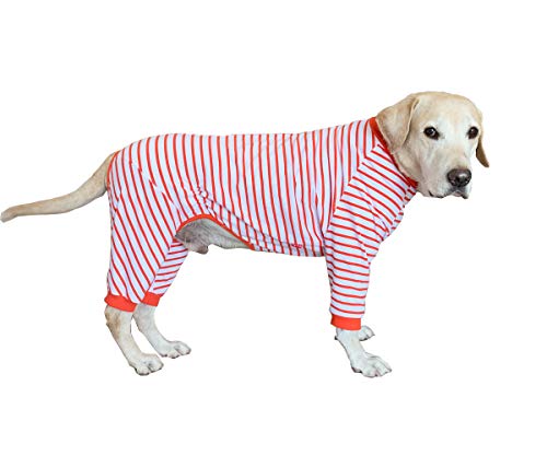 BT Bear Ropa de Perro Grande, elástico clásico a Rayas Ropa de Mascotas Proteger articulaciones Anti-Pelo Cuatro Patas Perro Pijama Jumpsuit para Perros medianos Grandes Labrador Golden Retriever