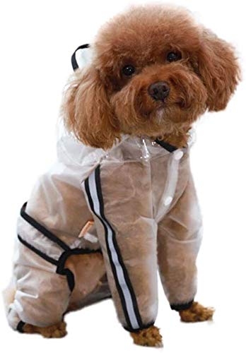 BTXX Impermeable Perro Transparente for pequeñas, Medianas y Grandes Perros a Prueba de Agua 4-Pierna Chaqueta Impermeable for Mascotas Ropa Capa de Lluvia (Size : M)