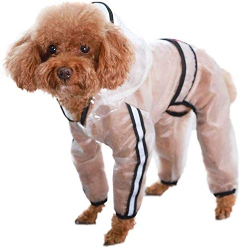 BTXX Impermeable Perro Transparente for pequeñas, Medianas y Grandes Perros a Prueba de Agua 4-Pierna Chaqueta Impermeable for Mascotas Ropa Capa de Lluvia (Size : M)