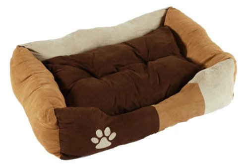 BUNNY BUSINESS - Cama para Perro de Piel sintética, Muy Suave, tamaño Extra Grande, 106,7 cm, Color marrón/Blanco