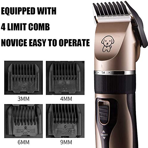 Burbe Mascota Empresa Clippers Que preparan, batería Recargable de bajo Ruido Perro Clippers Que preparan Afeitar Cortar el Peine Kit de Toda la Hoja extraíble de Afeitar el Pelo de Animales gu.