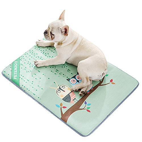 BVAGSS Alfombra De Hielo para Mascotas Estera De Enfriamiento Pet Cool Mat la Estera Fresca Resistente XH011 (M:70x50cm, Owl)