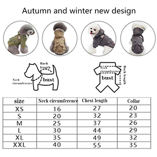 BXFUL Ropa para Perros Ropa De Invierno, Mascotas Militar Capa De La Chaqueta De La Chaqueta del Chaleco Ropa De Invierno, Conveniente para Pequeñas, Medianas Y Grandes Perros (M,Verde)