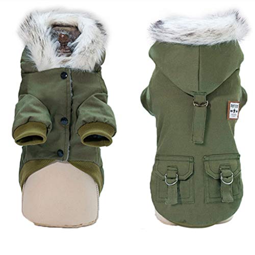 BXFUL Ropa para Perros Ropa De Invierno, Mascotas Militar Capa De La Chaqueta De La Chaqueta del Chaleco Ropa De Invierno, Conveniente para Pequeñas, Medianas Y Grandes Perros (M,Verde)