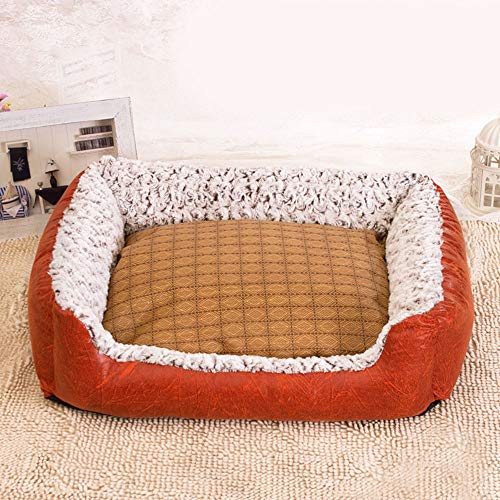 BXGZXYQ Rose Velvet Kennel Dog Mat Cat Sofa Full Wash Pet Litter Suede Sofá Estilo Memory Foam Premium Ortopédica Cama para Perros Lounge Sofá (Color : Naranja, Size : L)