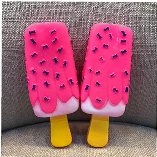 BYFRI 2 Piezas de Juguetes del Perro casero Chew chillón de Goma Rosa de Paleta Juguetes en Forma para el Gato del Perrito del bebé Perros Helado Bite Molar Juguete Divertido Interactivo