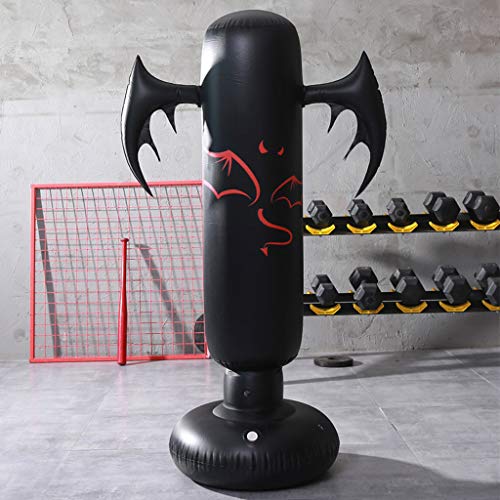 CADANIA Fitness Saco de Boxeo Pesado Pelea Inflable Ejercicio Velocidad Soporte Torre Freestand - Negro