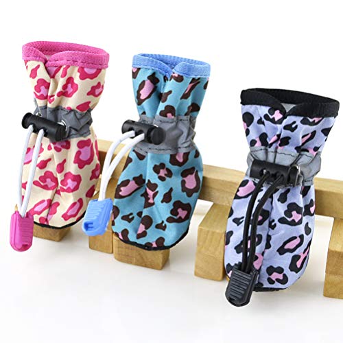 Calzado para Mascotas Uso de Varias Estaciones Antideslizante Impermeable Leopard Paw Protector Zapatos de Lluvia Reflectantes para Cachorros medianos pequeños