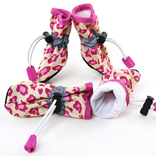 Calzado para Mascotas Uso de Varias Estaciones Antideslizante Impermeable Leopard Paw Protector Zapatos de Lluvia Reflectantes para Cachorros medianos pequeños