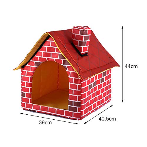 Cama de Felpa para Perro Fox Terrier, Plegable, con Aspecto Real y caseta de Viaje de Chimenea, cómoda y compacta, Cama Suave para Perros y Gatos de tamaño pequeño