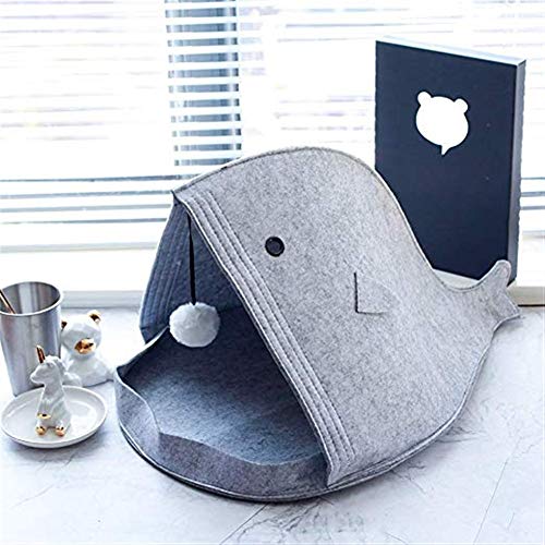 Cama del animal doméstico lindo en forma de pez gato cama del animal doméstico Mat jerarquía del animal doméstico del gato el dormir del perrito bolsa hecha de fieltro natural mimosa mascota cama con