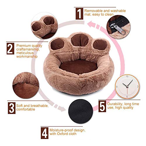 Cama del gato del perro de la pata del animal doméstico del oso Casa caliente suave de la perrera nido Snuggly Pet Mat Sofá peluche caseta de perro para perro pequeño gatito gato cachorro,Gris,62×68cm