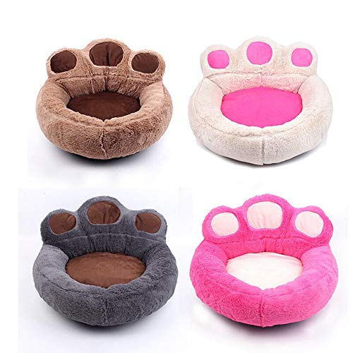 Cama del gato del perro de la pata del animal doméstico del oso Casa caliente suave de la perrera nido Snuggly Pet Mat Sofá peluche caseta de perro para perro pequeño gatito gato cachorro,Gris,62×68cm