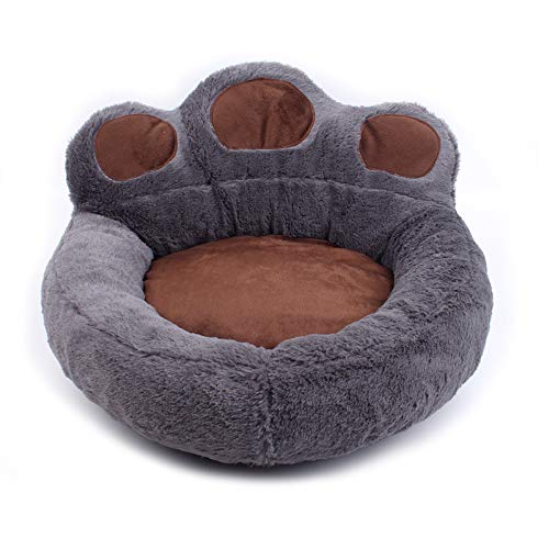 Cama del gato del perro de la pata del animal doméstico del oso Casa caliente suave de la perrera nido Snuggly Pet Mat Sofá peluche caseta de perro para perro pequeño gatito gato cachorro,Gris,62×68cm