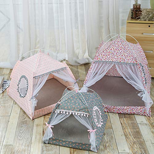 Cama grande Memoria perro espuma, ortopédicas perr Cuatro Estaciones universal del gato del perro Pequeña tienda desmontable y lavable arena for gatos mascotas Nido, Tamaño: M (Pink Leopard Grain) lin