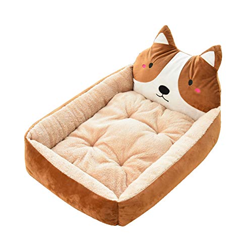 Cama nido para mascotas de dibujos animados para gatos y perros pequeños medianos con cojín desmontable suave, tumbona para mascotas con fondo antideslizante Calentamiento y ropa de cama cómoda par