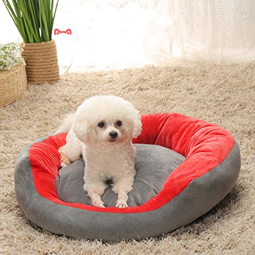 Cama para Mascotas, Cama para Perros Extraíble Y Lavable Terciopelo De Cristal Núcleo Cálido Forma Redonda Camas para Gatos para Perros Resistencia, para Perros Pequeños Y Medianos, S,Azul