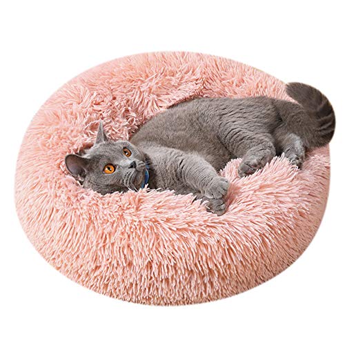 Cama para mascotas, cojín de felpa suave, cama para gato, cachorro, cama acogedora, sofá para mascotas, cama redonda, cama para perros pequeños, medianos, gatos, base antideslizante,lavable, 55cm