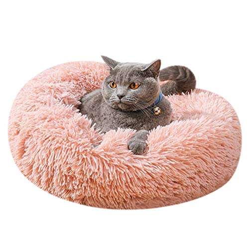 Cama para mascotas, cojín de felpa suave, cama para gato, cachorro, cama acogedora, sofá para mascotas, cama redonda, cama para perros pequeños, medianos, gatos, base antideslizante,lavable, 55cm