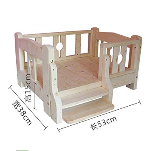 Cama para mascotas de madera maciza de DiscoUNTL, para verano, para mascotas, cama nido para gatos, cómoda cama para mascotas, 01., 53*38*15CM