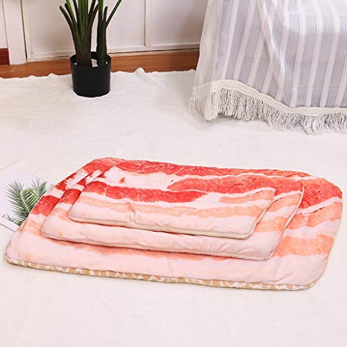 Cama para Mascotas, Manta de Perro Grande/Mediana/Pequeño, Estera Portátil para Perros Invierno Mantener Caliente Manta, Panceta de Cerdo Estampado En 3D Cojín, Alfombrilla para Gatos, 43-70cm