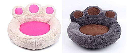 Cama para mascotas para gatos, totalmente extraíble y lavable para cuatro estaciones, de ante para perros pequeños, otoño e invierno, cálidos peluches para gatos, color blanco roto, pequeño