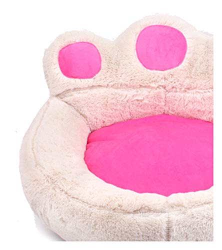 Cama para mascotas para gatos, totalmente extraíble y lavable para cuatro estaciones, de ante para perros pequeños, otoño e invierno, cálidos peluches para gatos, color blanco roto, pequeño