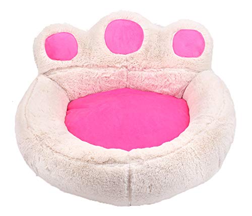 Cama para mascotas para gatos, totalmente extraíble y lavable para cuatro estaciones, de ante para perros pequeños, otoño e invierno, cálidos peluches para gatos, color blanco roto, pequeño