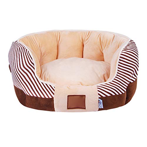 Cama para Perros, Casa para Perros Cálida, Material Suave, Cestas para Perros De Lana De Coral, Perrera Cálida para Otoño E Invierno para Cachorro De Gato, L,Marrón