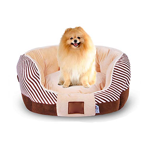 Cama para Perros, Casa para Perros Cálida, Material Suave, Cestas para Perros De Lana De Coral, Perrera Cálida para Otoño E Invierno para Cachorro De Gato, L,Marrón