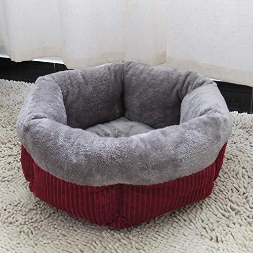 Cama para Perros Hexagon, Cesta para Gatos con Calentamiento Suave, Hogar para Mascotas De Otoño Invierno para Gatitos Pequeños, Nido para Mascotas,Beige