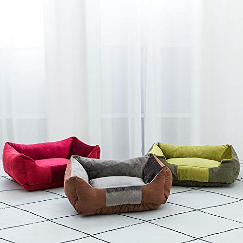 Cama Perros Grande, Sofá para Mascotas, Cesta para Perro con Cojín Extraíble y Lavable, Terciopelo suave Cómoda, Cama Ortopedica para Perro Grande, Perro Mediano y Perro Pequeño HULKY(marrón,M)